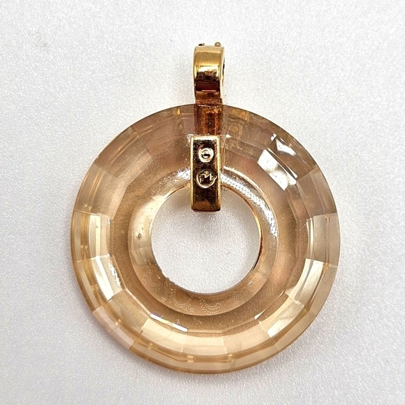 Swarovski Crystal Champagne Gold Tone Donut Loop Pendant - Picture 7 of 7
